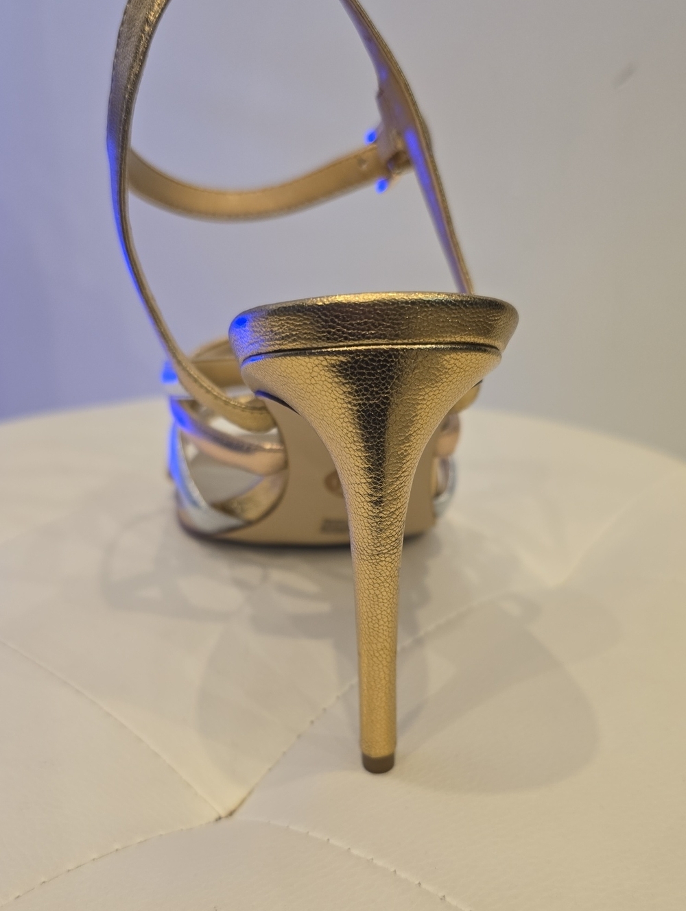 Michael KORS Nantucket Metallic Rose Silver Gold Strappy High Heel Sandals 9 - Picture 4 of 6